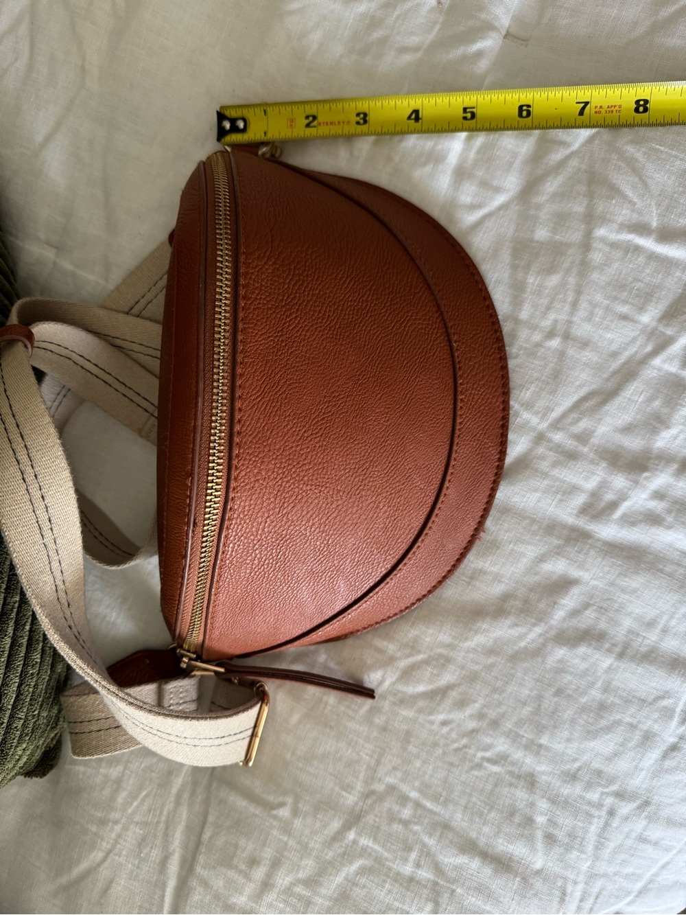Universal Thread Tan Leather Crescent Crossbody Bag with Canvas Strap - Picture 6 of 6